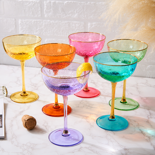 Colored Coupe Art Deco Glasses Set Of 6 12 Oz Classic Cocktail Glassware For Champagne Martini Manha
