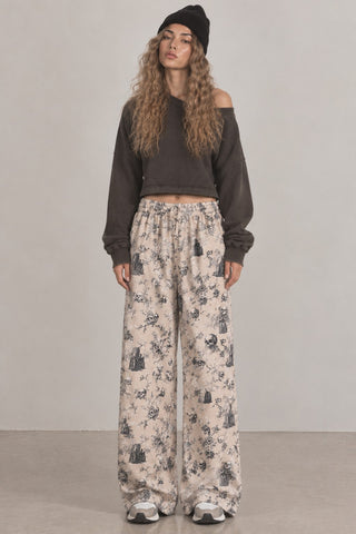 Vintage Skull Toile Wide Pants