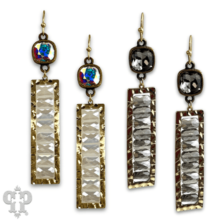 Faceted bead rectangle earring with Austrian crystal - Boutique Bella BellaEarrings