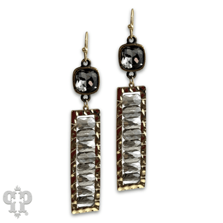 Faceted bead rectangle earring with Austrian crystal - Boutique Bella BellaEarrings