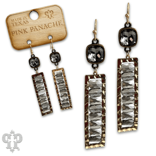 Faceted bead rectangle earring with Austrian crystal - Boutique Bella BellaEarrings