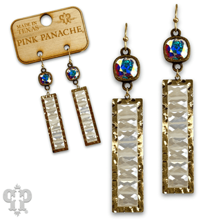 Faceted bead rectangle earring with Austrian crystal - Boutique Bella BellaEarrings