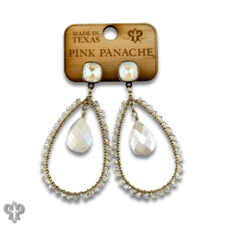 Faceted bead teardrop charm earring with Austrian crystal - Boutique Bella BellaEarrings