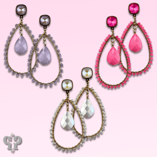 Faceted bead teardrop charm earring with Austrian crystal - Boutique Bella BellaEarrings