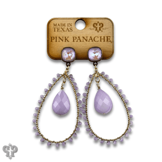 Faceted bead teardrop charm earring with Austrian crystal - Boutique Bella BellaEarrings