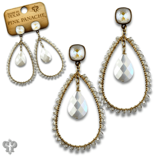 Faceted bead teardrop charm earring with Austrian crystal - Boutique Bella BellaEarrings