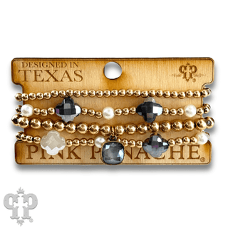 Faceted clover and gold bead bracelet with Austrian crystal - Boutique Bella BellaBracelets