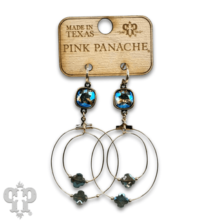 Faceted clover bead double circle earring with Austrian crystal - Boutique Bella BellaEarrings