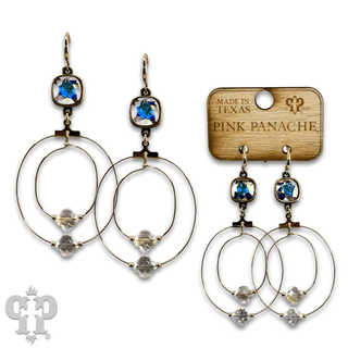 Faceted clover bead double circle earring with Austrian crystal - Boutique Bella BellaEarrings