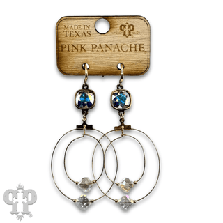 Faceted clover bead double circle earring with Austrian crystal - Boutique Bella BellaEarrings