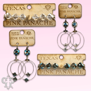 Faceted clover bead double circle earring with Austrian crystal - Boutique Bella BellaEarrings