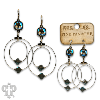 Faceted clover bead double circle earring with Austrian crystal - Boutique Bella BellaEarrings
