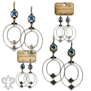 Faceted clover bead double circle earring with Austrian crystal - Boutique Bella BellaEarrings