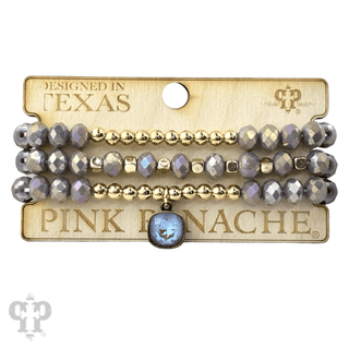 Faceted crystal and gold three strand beaded bracelet with Austrian crystal - Boutique Bella BellaBracelets