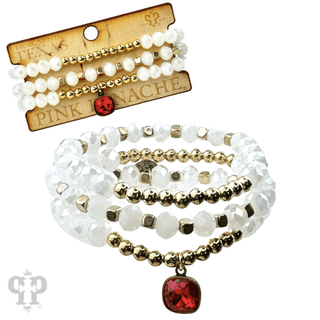 Faceted crystal and gold three strand beaded bracelet with Austrian crystal - Boutique Bella BellaBracelets