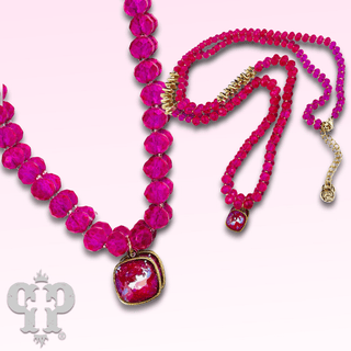 Faceted crystal long necklace with Austrian crystal pendant - LC - Boutique Bella BellaNecklaces