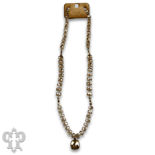 Faceted heishi bead necklace with Austrian crystal pendant - Boutique Bella BellaNecklaces