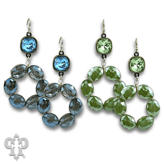 Faceted oval bead dangle earring with Austrian crystal - LC - Boutique Bella BellaEarrings