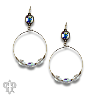 Faceted oval bead earring with Austrian crystal - Boutique Bella BellaEarrings