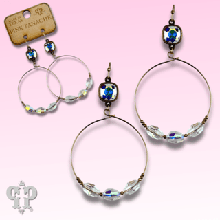 Faceted oval bead earring with Austrian crystal - Boutique Bella BellaEarrings