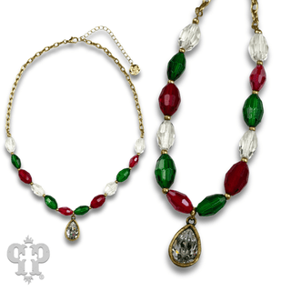 Faceted oval bead necklace with Austrian crystal - LC - Boutique Bella BellaNecklaces