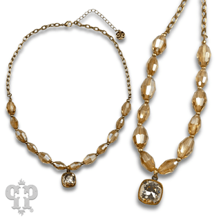 Faceted oval bead necklace with Austrian crystal - LC - Boutique Bella BellaNecklaces