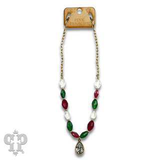 Faceted oval bead necklace with Austrian crystal - LC - Boutique Bella BellaNecklaces