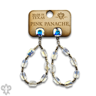 Faceted rectangle bead teardrop earring with Austrian crystal - Boutique Bella BellaEarrings