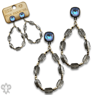 Faceted rectangle bead teardrop earring with Austrian crystal - Boutique Bella BellaEarrings