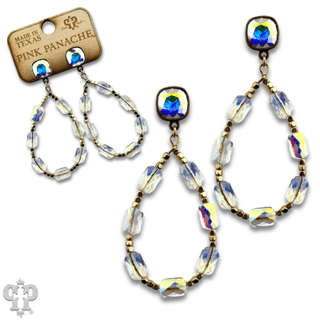 Faceted rectangle bead teardrop earring with Austrian crystal - Boutique Bella BellaEarrings