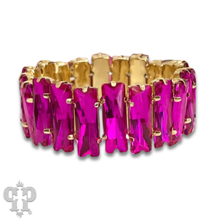 Faceted rectangle rhinestone stretch bracelet - LC - Boutique Bella BellaBracelets
