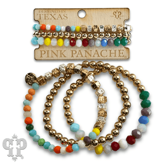 Faceted saucer and gold round bead bracelet - Boutique Bella BellaBracelets