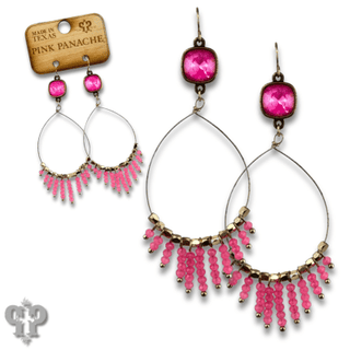 Faceted saucer bead fringe on teardrop earring, Austrian crystal - LC - Boutique Bella BellaEarrings