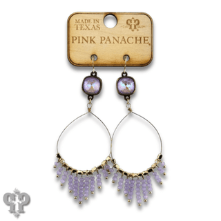 Faceted saucer bead fringe on teardrop earring, Austrian crystal - LC - Boutique Bella BellaEarrings