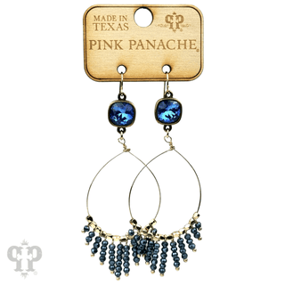 Faceted saucer bead fringe on teardrop earring, Austrian crystal - LC - Boutique Bella BellaEarrings