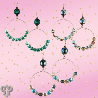 Faceted square coin bead, Austrian crystal earring - Boutique Bella BellaEarrings