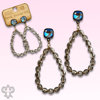 Faceted teardrop barrel bead earring with Austrian crystal - LC - Boutique Bella BellaEarrings