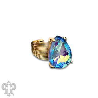 Faceted teardrop rhinestone adjustable ring - LC - Boutique Bella BellaRings