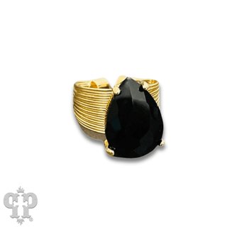 Faceted teardrop rhinestone adjustable ring - LC - Boutique Bella BellaRings