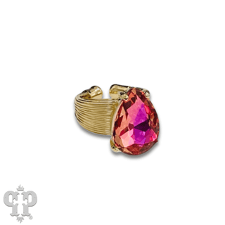 Faceted teardrop rhinestone adjustable ring - LC - Boutique Bella BellaRings