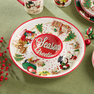 Santa's Retro Christmas Chip and Dip 13.75in