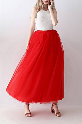 Fairy Tale Fantasy Tulle Maxi Skirt in Red - Boutique Bella BellaSkirt