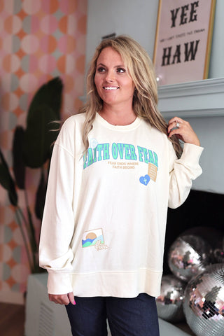 Faith Over Fear Mineral Wash Pullover - Boutique Bella Bellasweatshirt