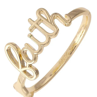 Faith Script Hinge Bangle in Shiny Gold - Boutique Bella BellaBracelet