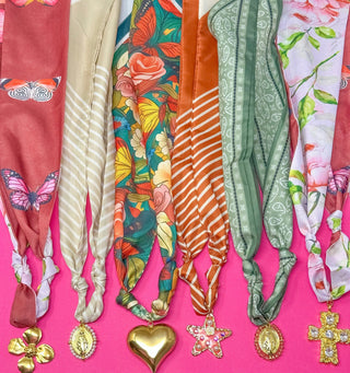 Fall Scarf Charm Necklaces - Butterflies, Neutrals, Oranges, Greens - Boutique Bella BellaNecklaces