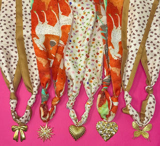Fall Scarf Necklaces - Nude, Orange, Browns - Boutique Bella BellaNecklaces