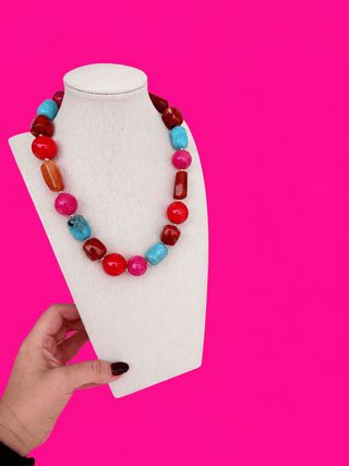 Fall Statement Bead Necklace - Red, Blue, Burgundy - Boutique Bella BellaNecklaces
