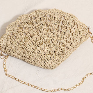 Fan - Shaped Beach Shell Crossbody Straw Bag - Boutique Bella BellaCrossbody