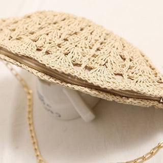 Fan - Shaped Beach Shell Crossbody Straw Bag - Boutique Bella BellaCrossbody