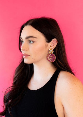 Fancy Basketball Earrings - Purple and Gold - Boutique Bella BellaDistress